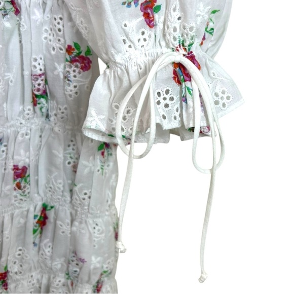 For Love & Lemons - Women’s ‘Tarte’ Eyelet Smocked Mini Dress - White, Small - Picture 7 of 16